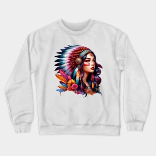 Native American, Beauty, Yatokya, Sun Girl | Catsie Cat Crewneck Sweatshirt